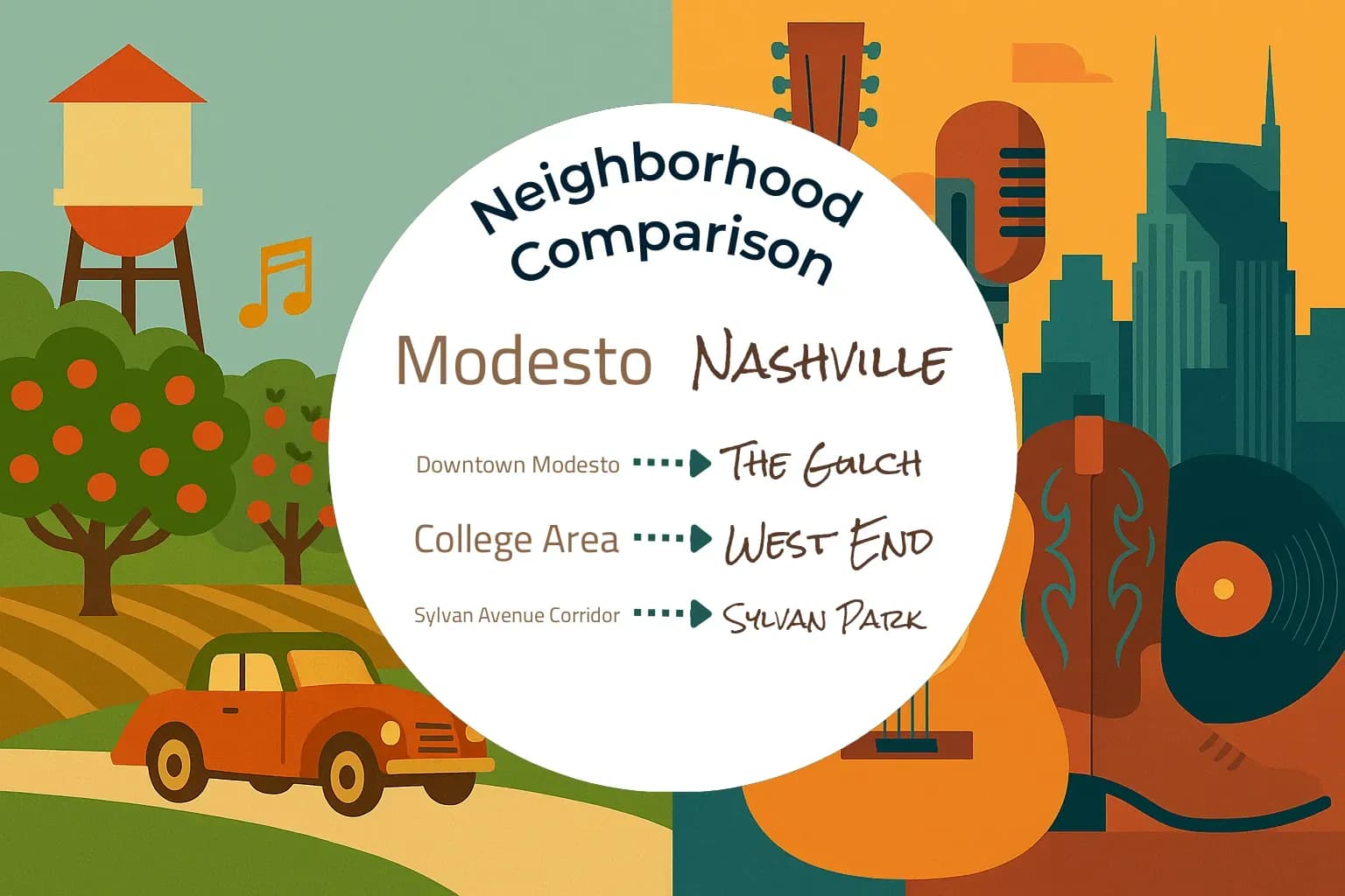 Modesto vs Nashville Neighborhood Comparison