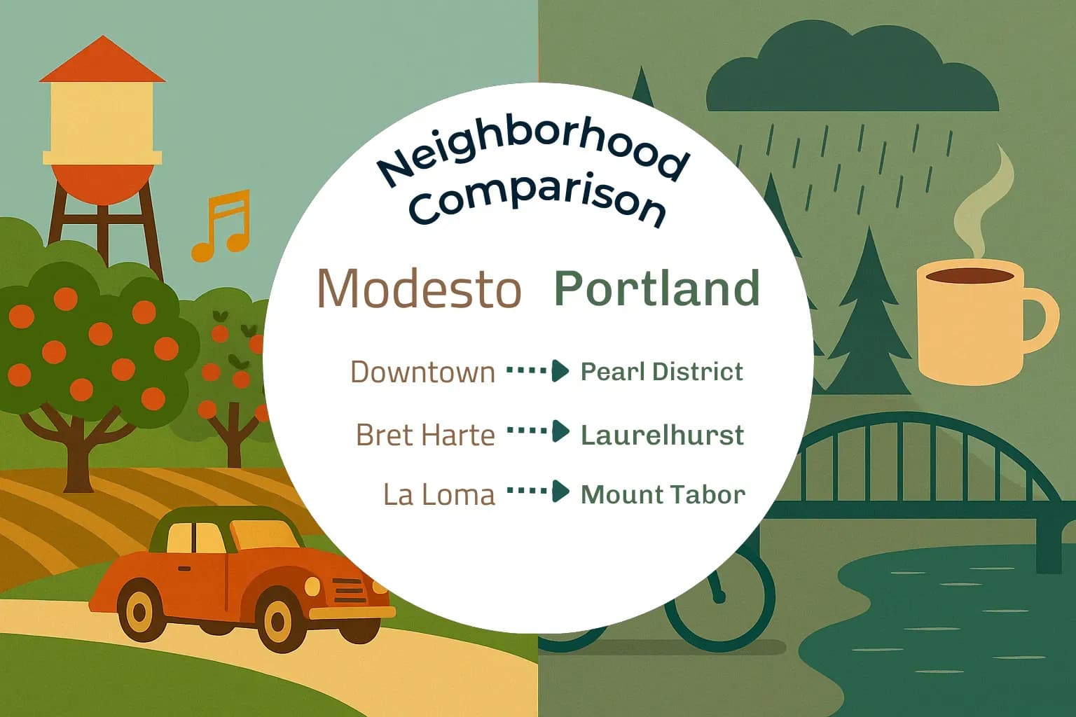Modesto vs Portland Neighborhood Comparison