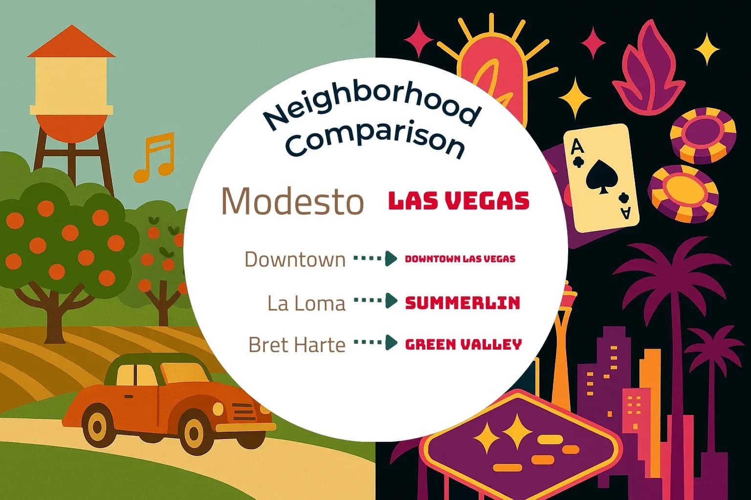 Modesto vs Las Vegas Neighborhood Comparison