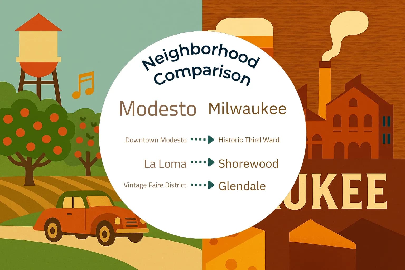 Modesto vs Milwaukee Neighborhood Comparison