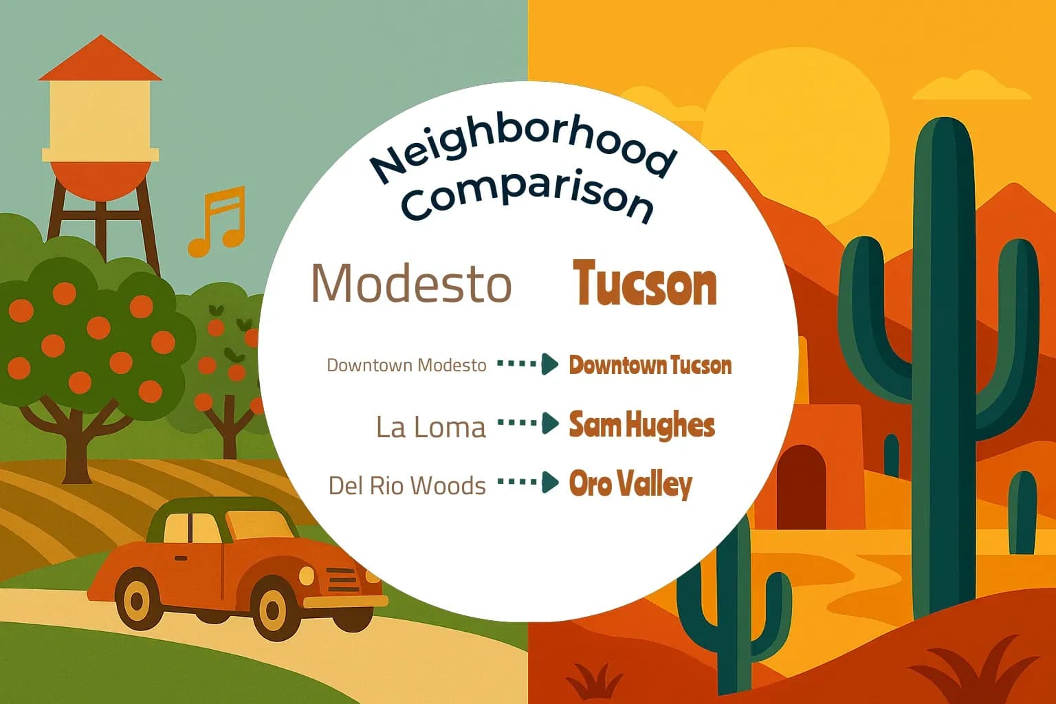 Modesto vs Tucson Neighborhood Comparison