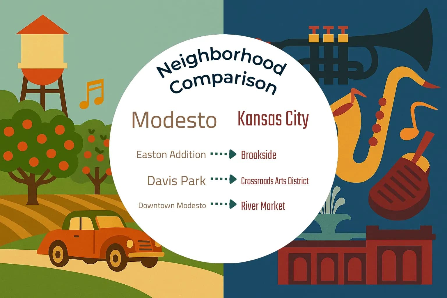 Modesto vs Kansas City Neighborhood Comparison