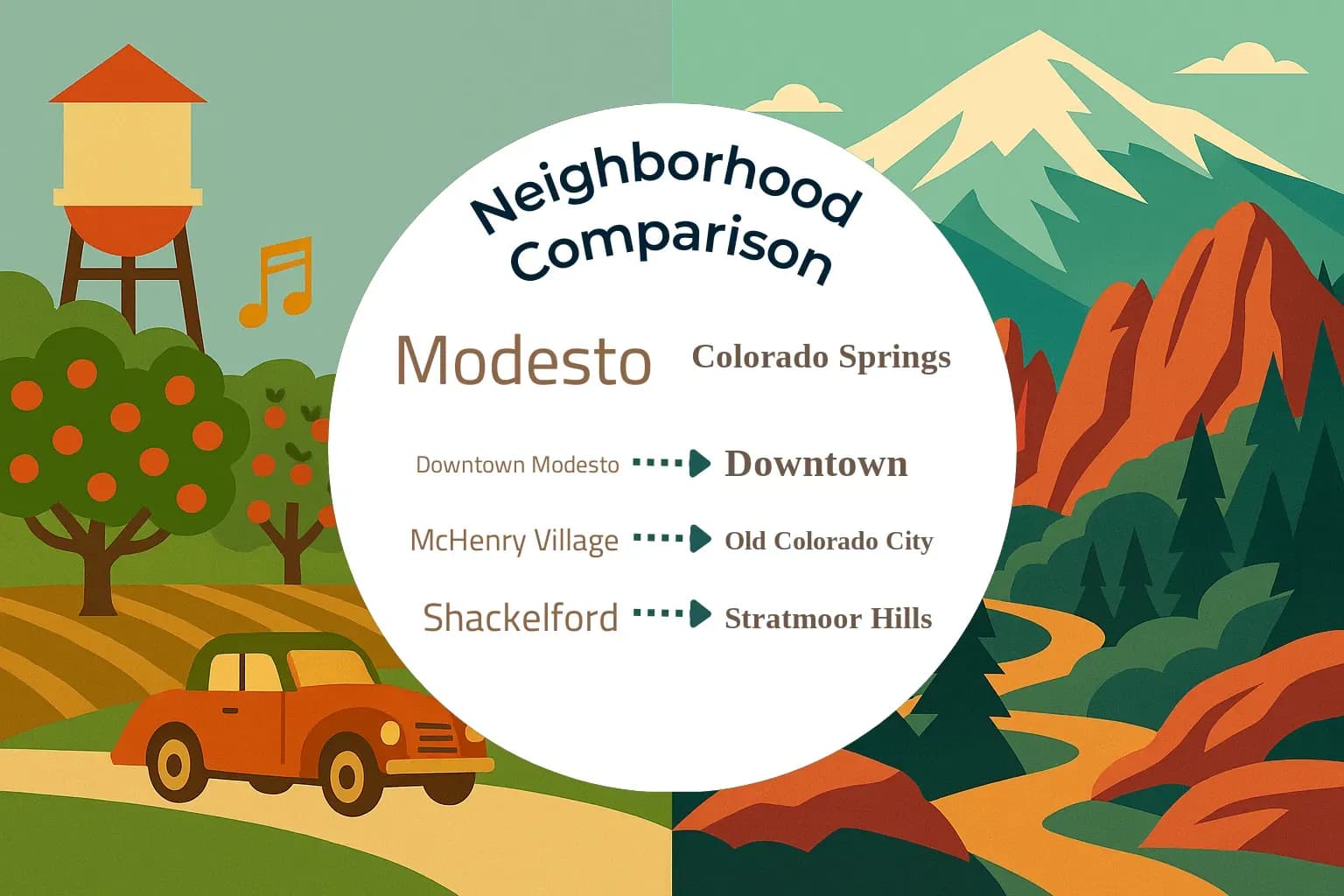 Modesto vs Colorado Springs Neighborhood Comparison