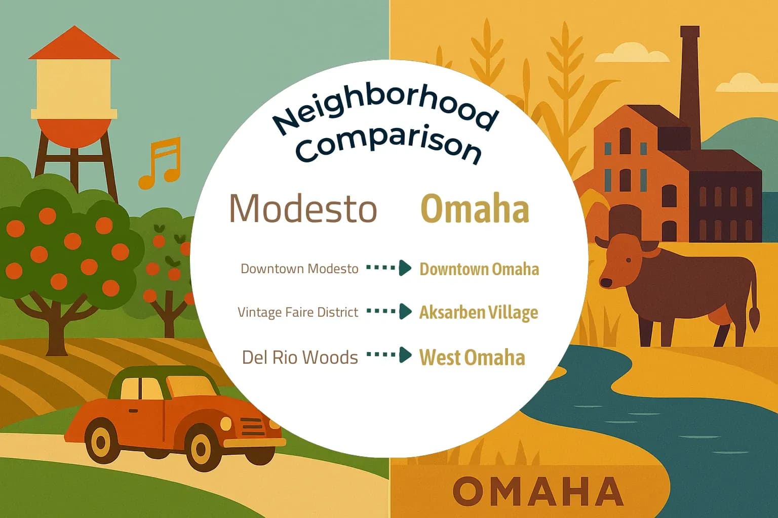 Modesto vs Omaha Neighborhood Comparison