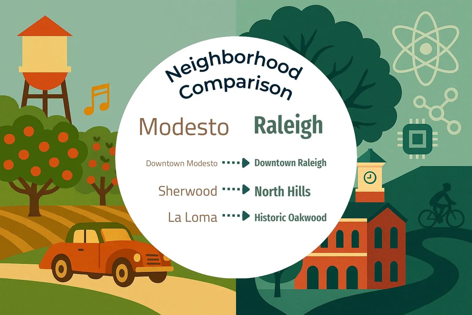 Modesto vs Raleigh Neighborhood Comparison