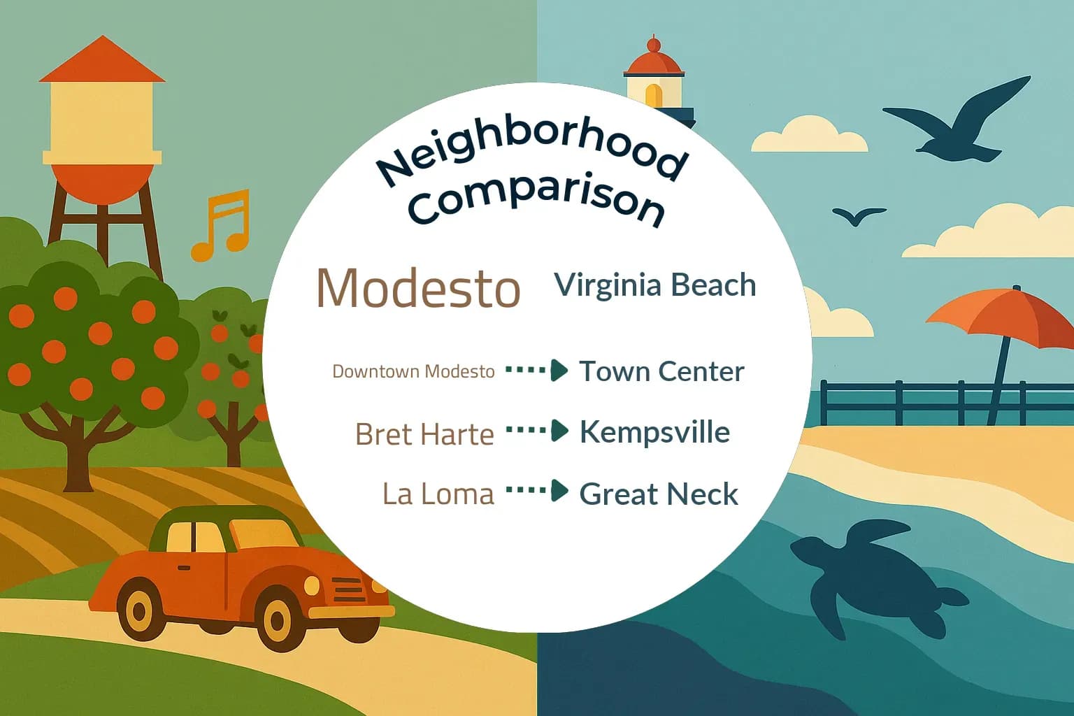Modesto vs Virginia Beach Neighborhood Comparison