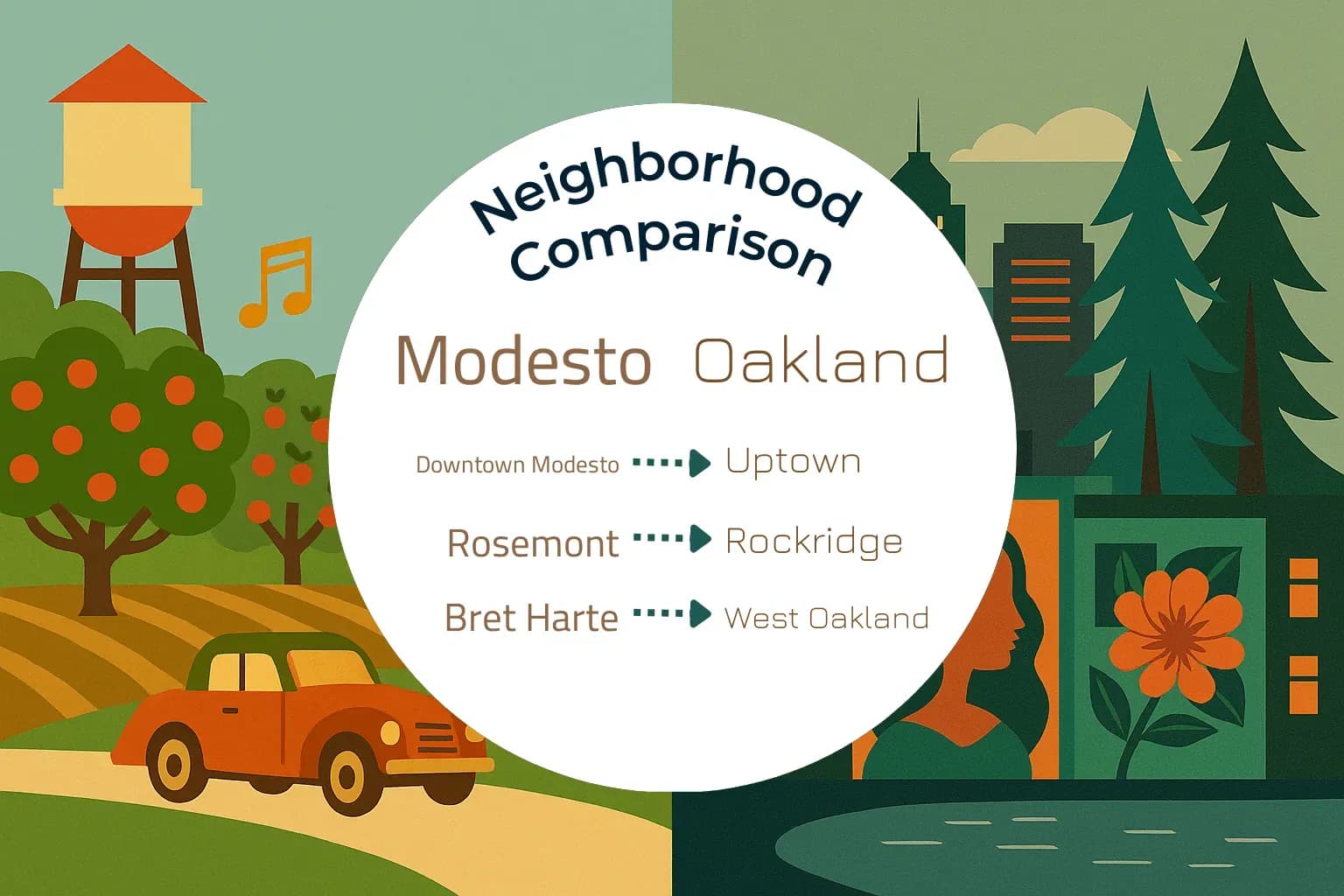 Modesto vs Oakland Neighborhood Comparison