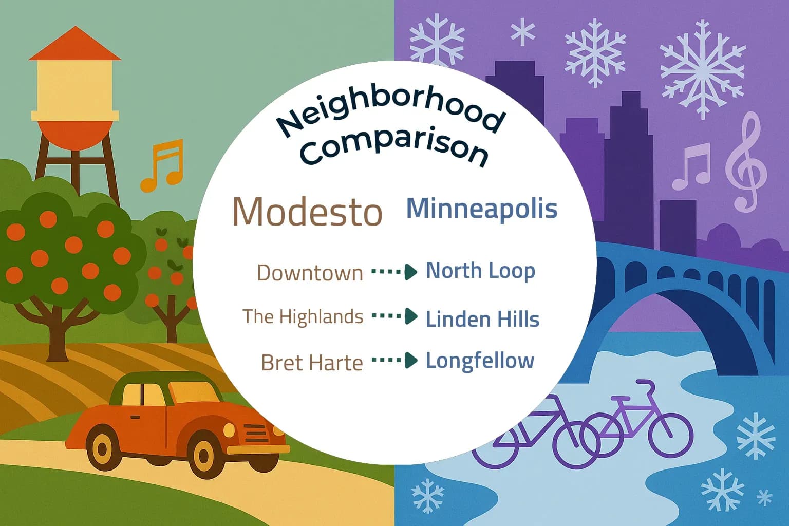Modesto vs Minneapolis Neighborhood Comparison