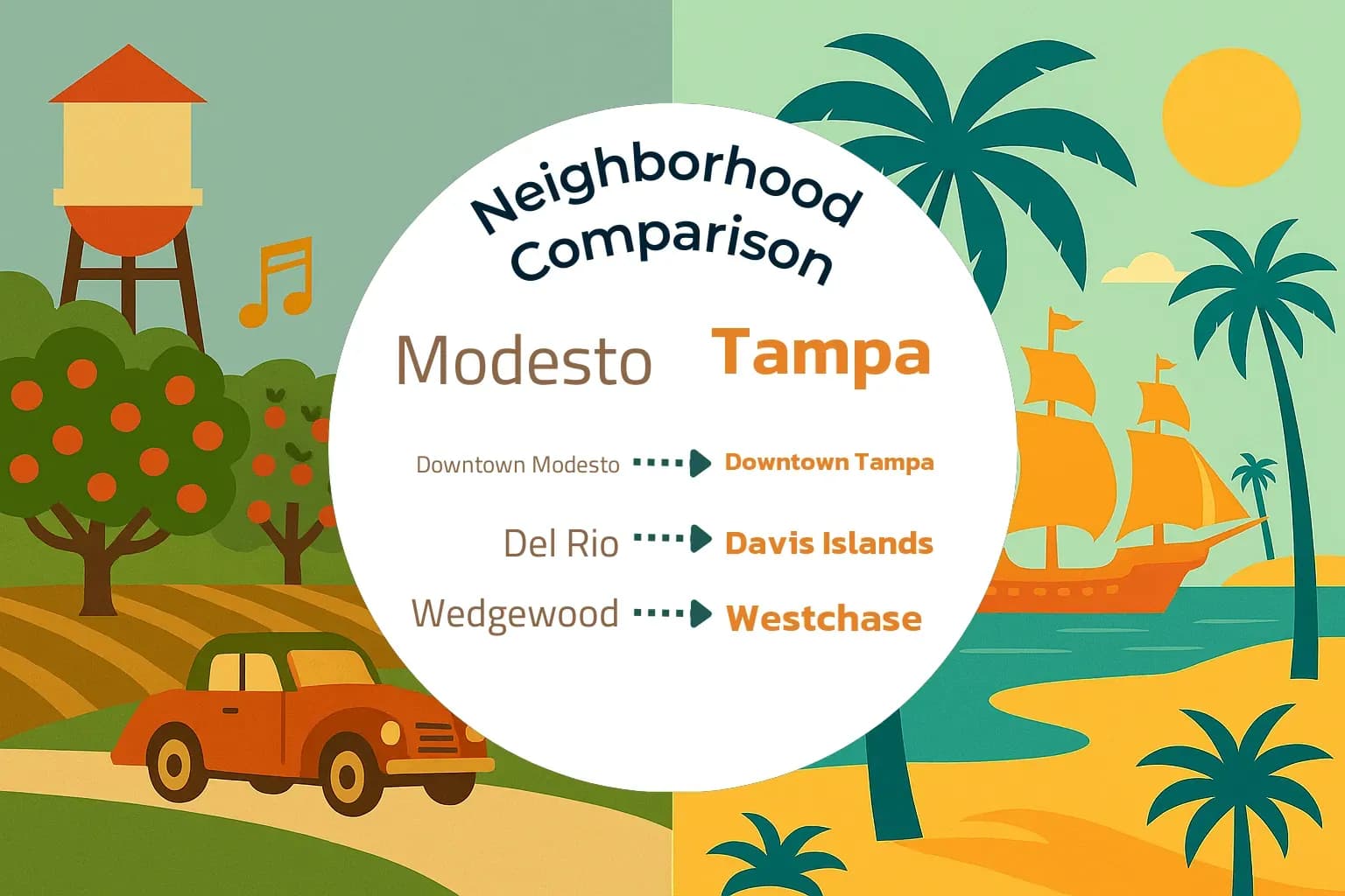 Modesto vs Tampa Neighborhood Comparison
