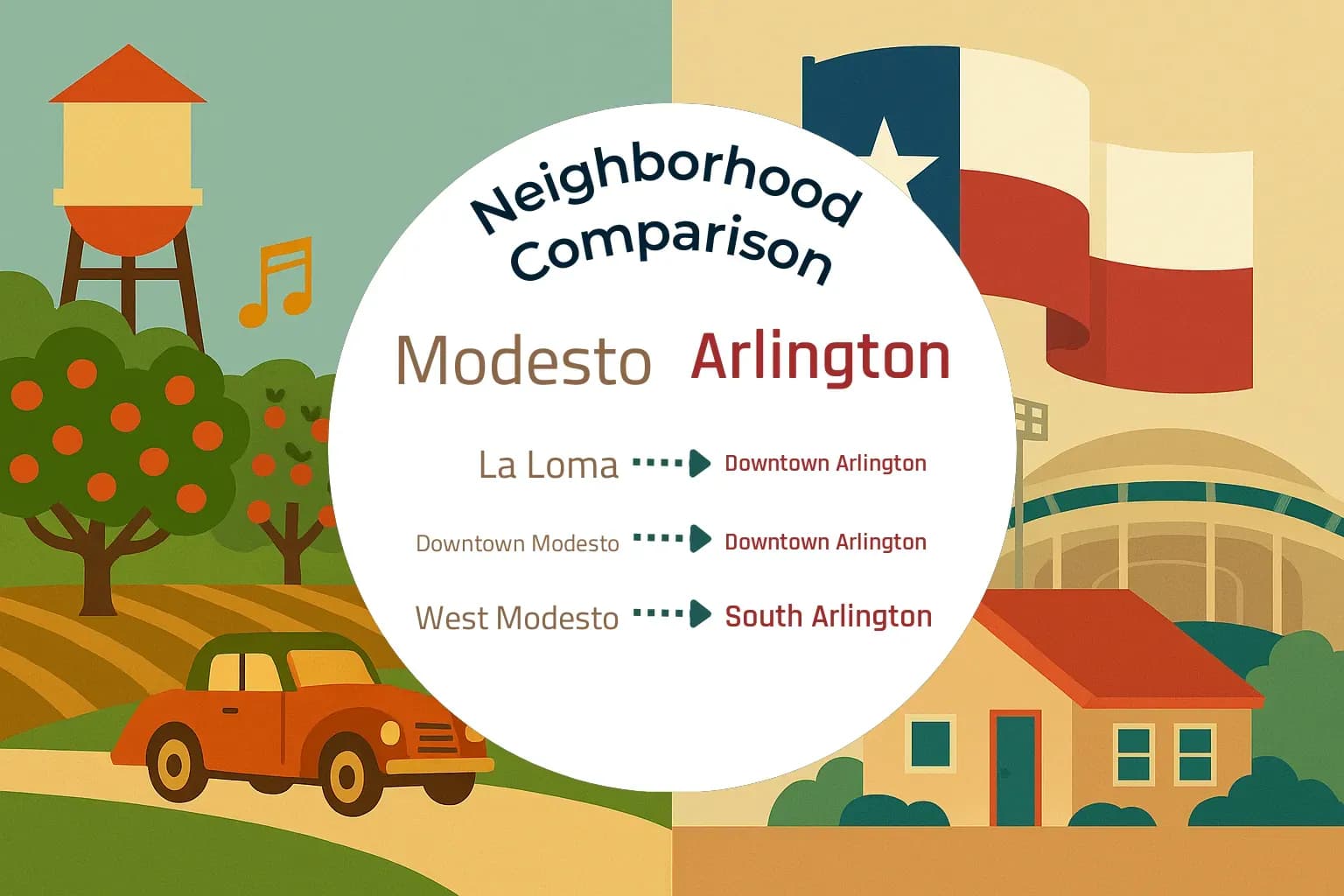 Modesto vs Arlington Neighborhood Comparison