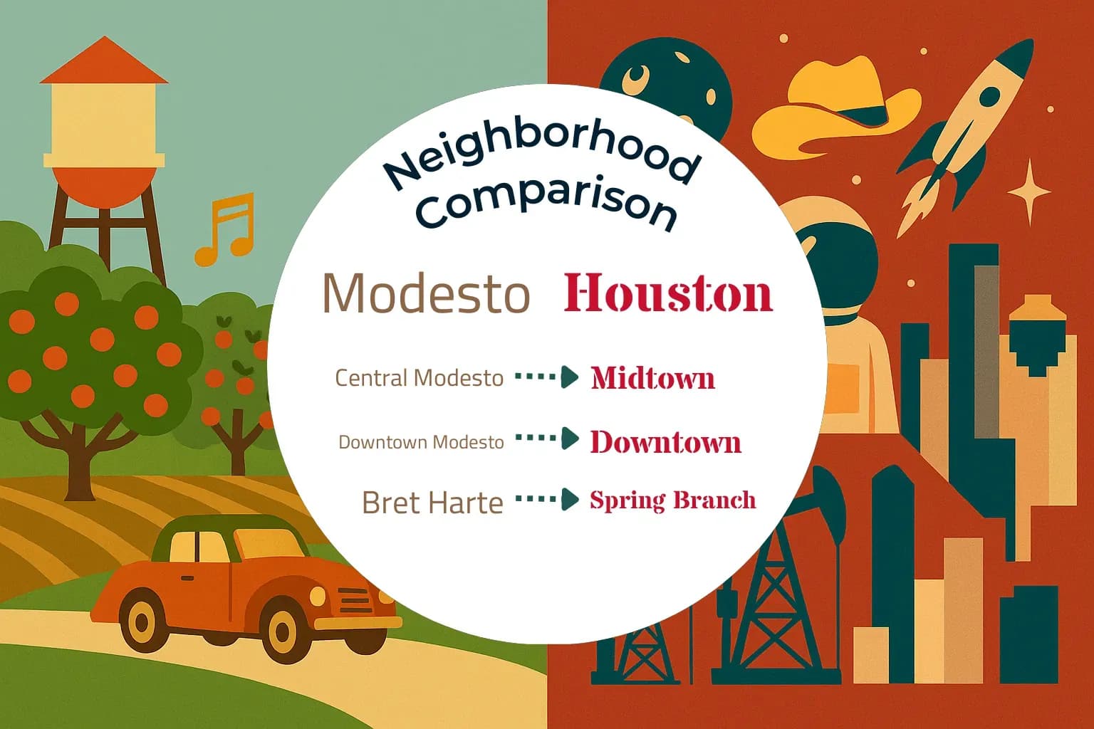 Modesto vs Houston Neighborhood Comparison