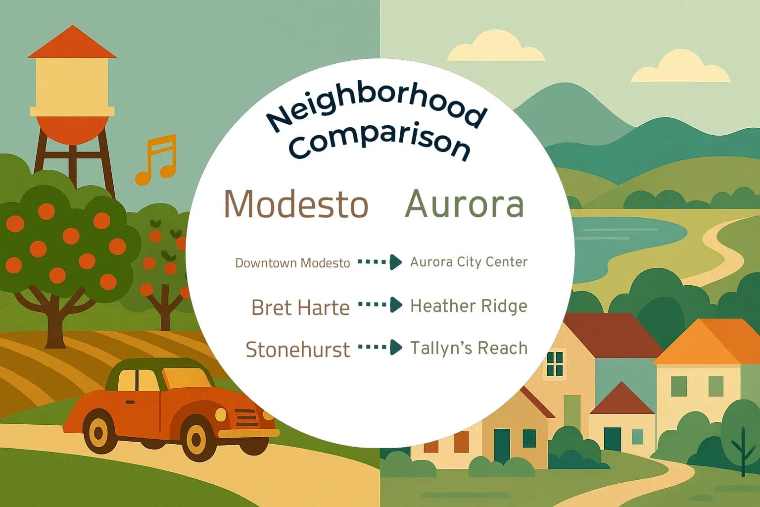 Modesto vs Aurora Neighborhood Comparison