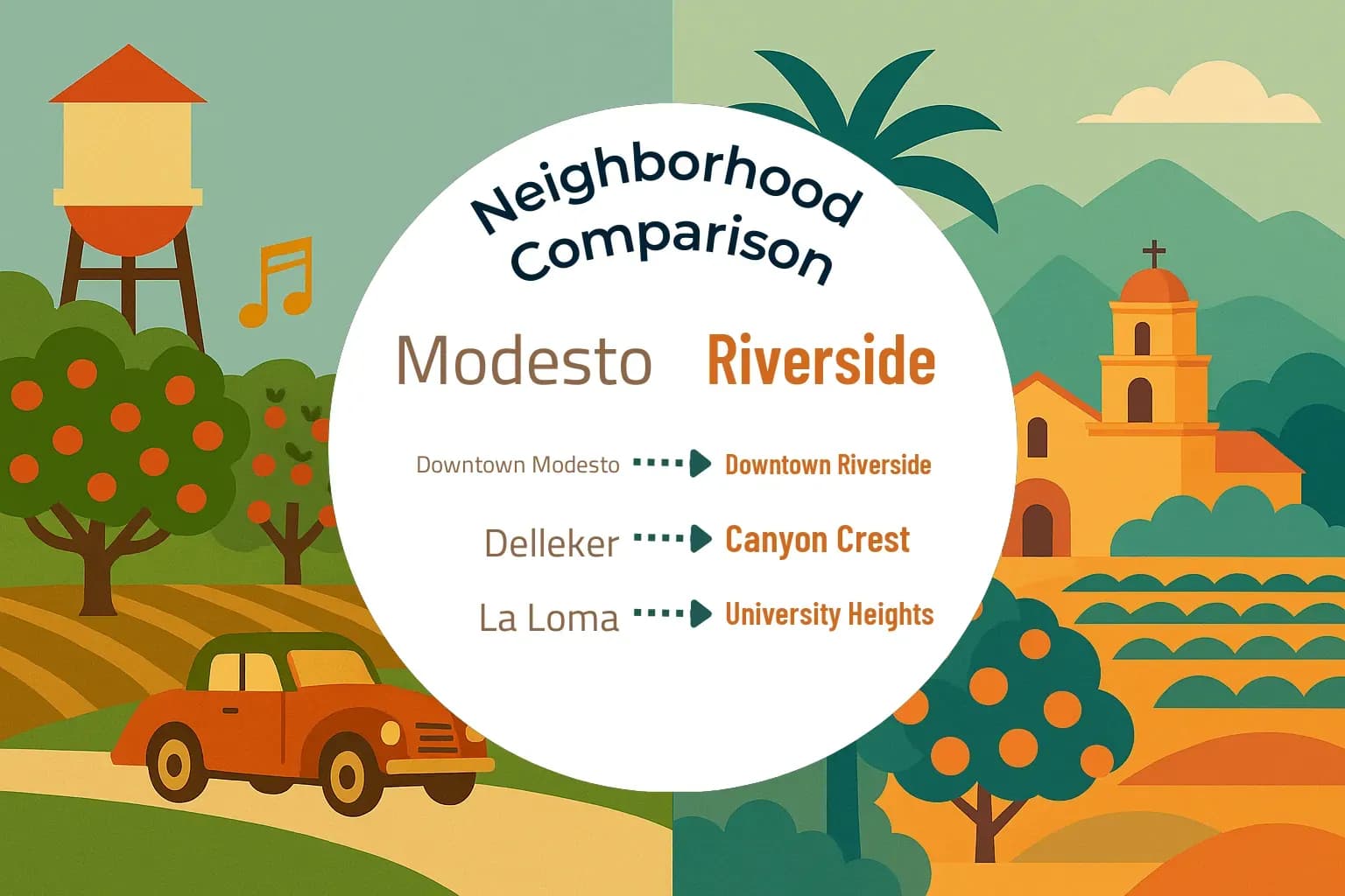 Modesto vs Riverside Neighborhood Comparison