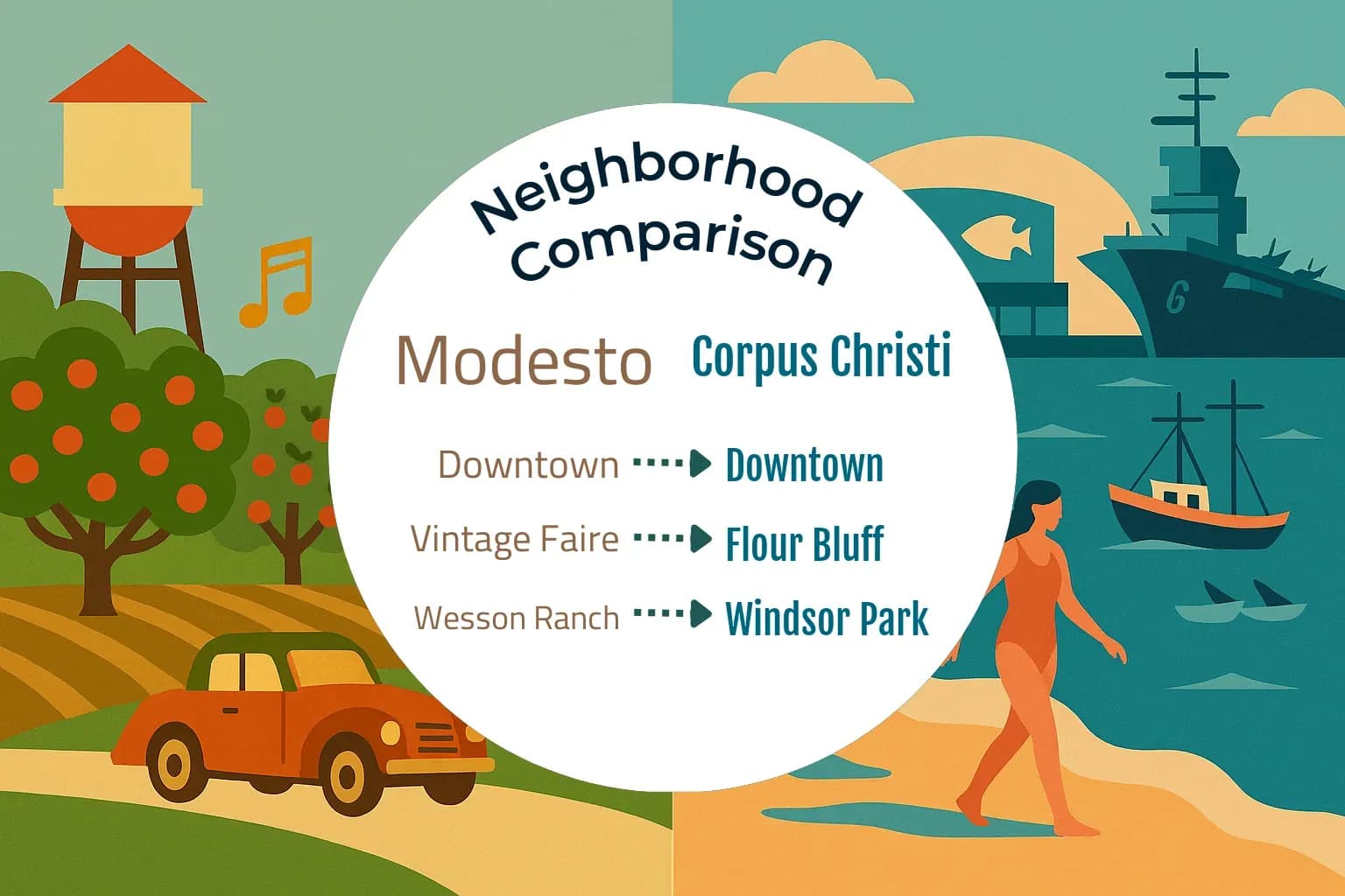 Modesto vs Corpus Christi Neighborhood Comparison