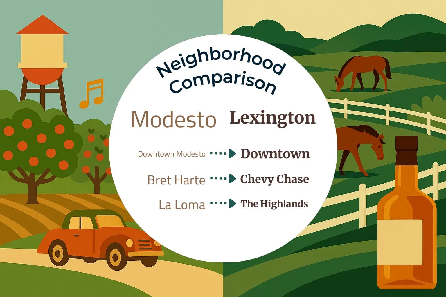 Modesto vs Lexington Neighborhood Comparison
