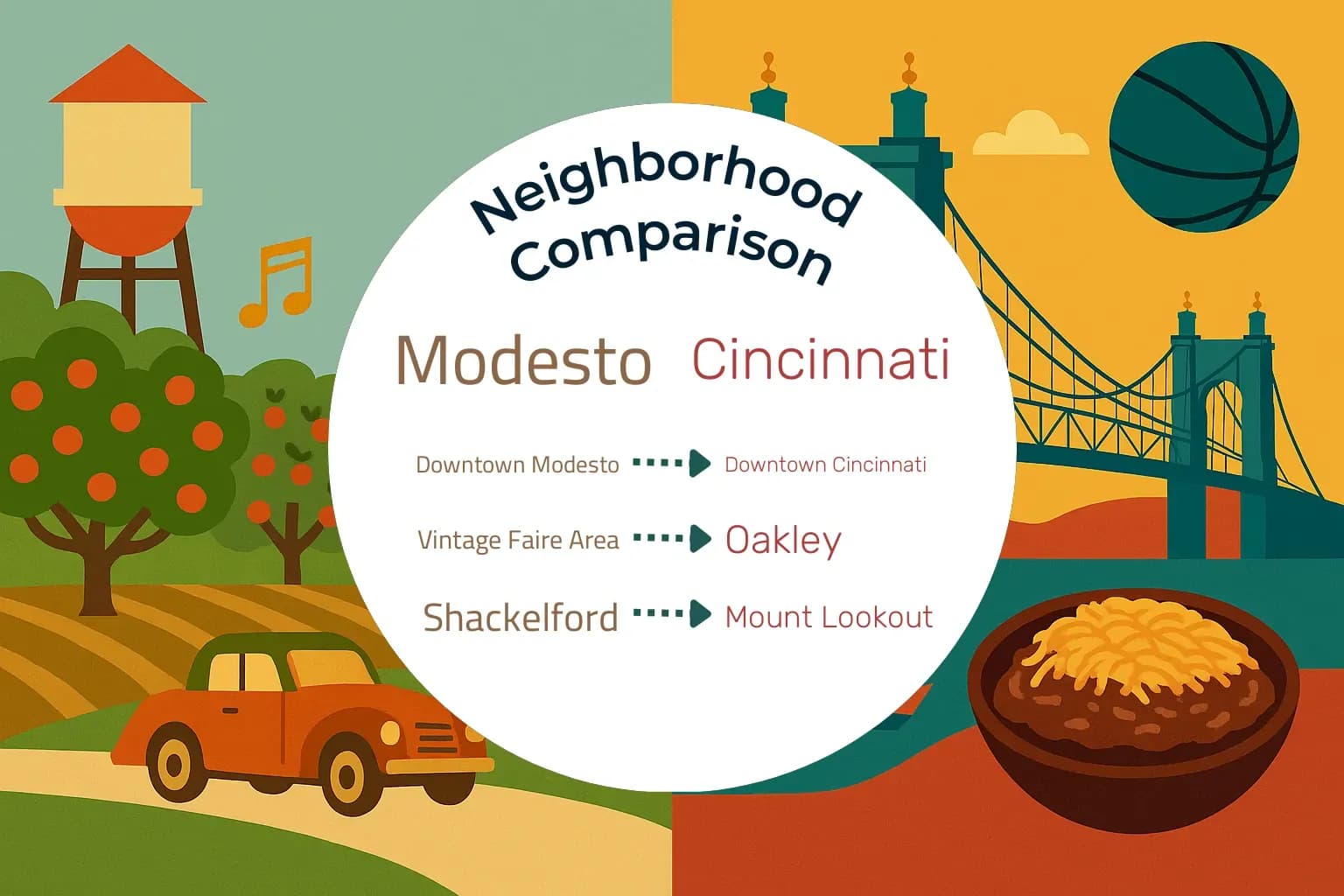 Modesto vs Cincinnati Neighborhood Comparison
