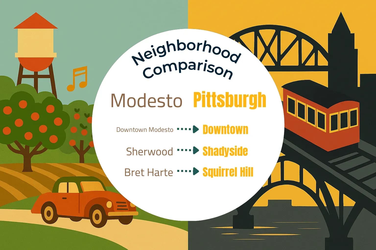 Modesto vs Pittsburgh Neighborhood Comparison