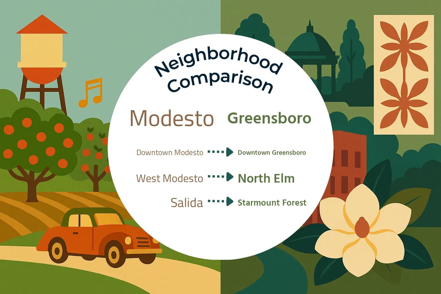 Modesto vs Greensboro Neighborhood Comparison