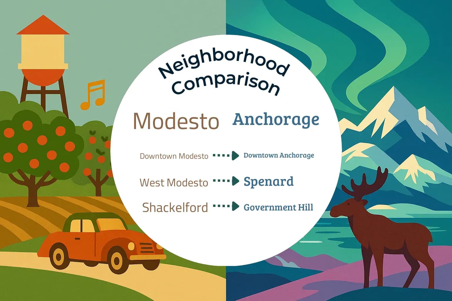 Modesto vs Anchorage Neighborhood Comparison