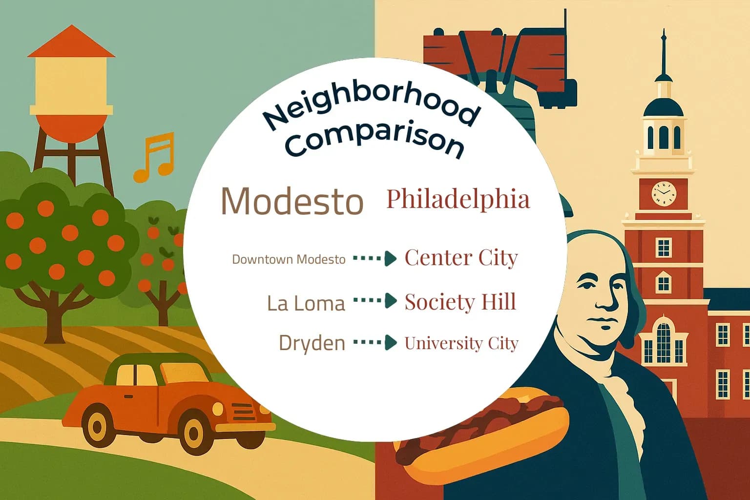 Modesto vs Philadelphia Neighborhood Comparison