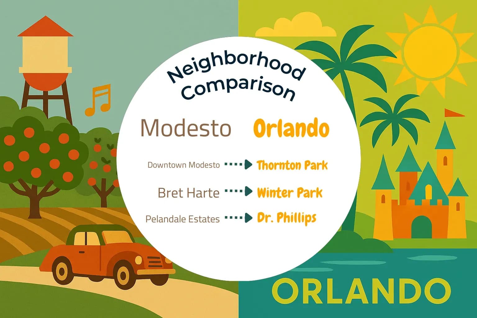 Modesto vs Orlando Neighborhood Comparison