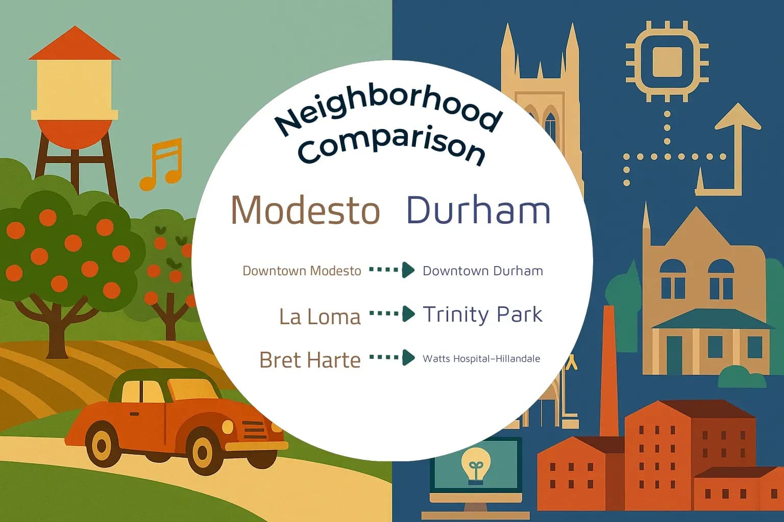 Modesto vs Durham Neighborhood Comparison