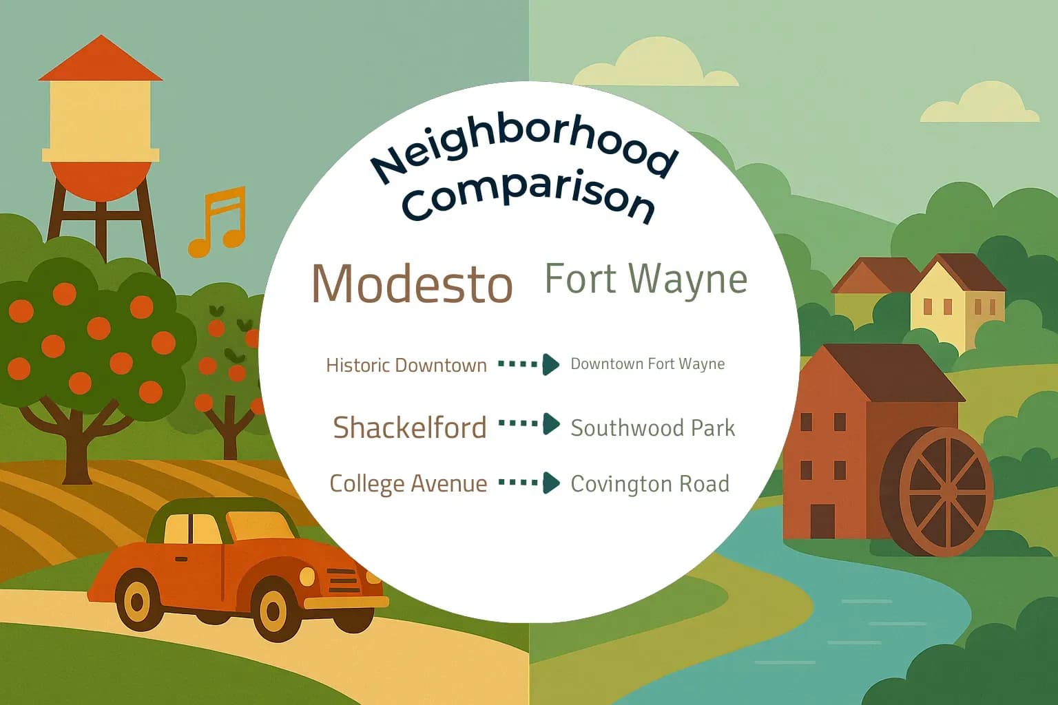 Modesto vs Fort Wayne Neighborhood Comparison