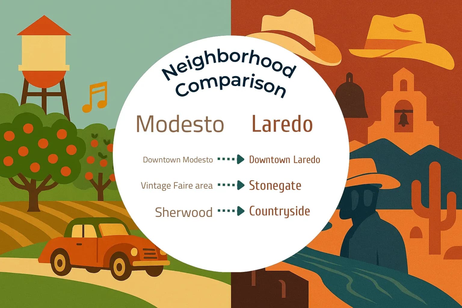 Modesto vs Laredo Neighborhood Comparison