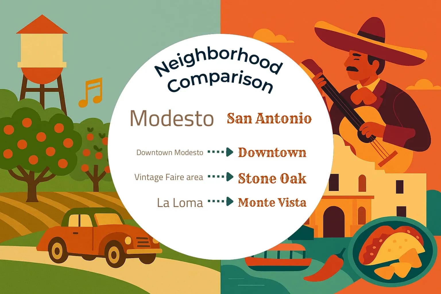 Modesto vs San Antonio Neighborhood Comparison