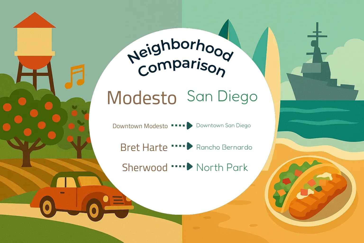 Modesto vs San Diego Neighborhood Comparison