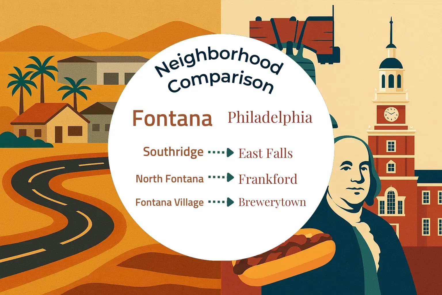 Fontana vs Philadelphia Neighborhood Comparison