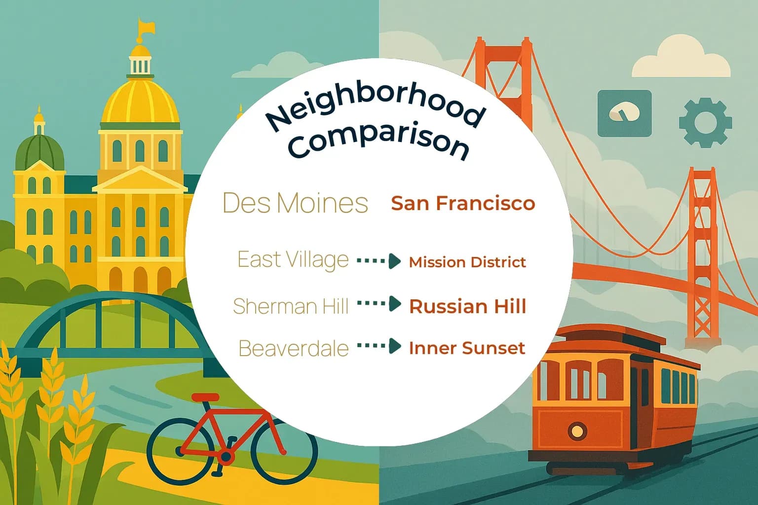 Des Moines vs San Francisco Neighborhood Comparison