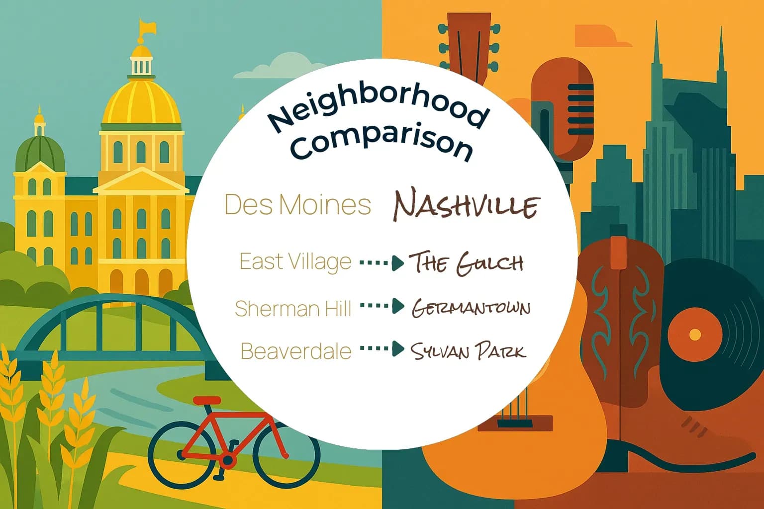 Des Moines vs Nashville Neighborhood Comparison