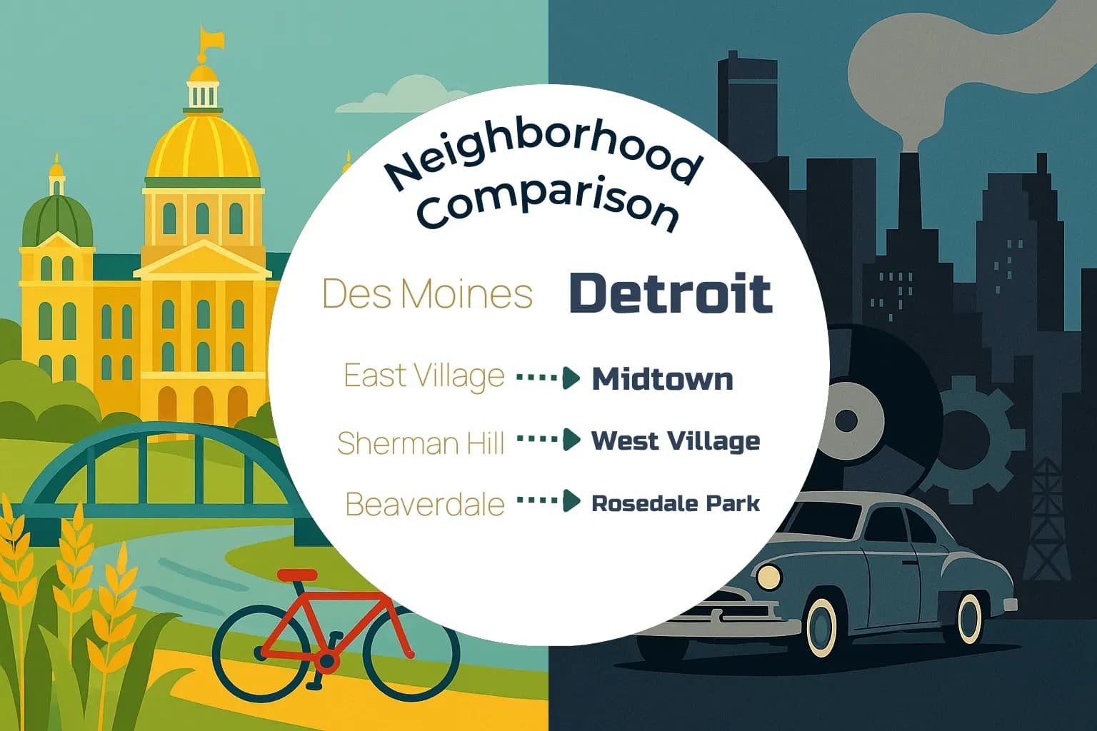Des Moines vs Detroit Neighborhood Comparison