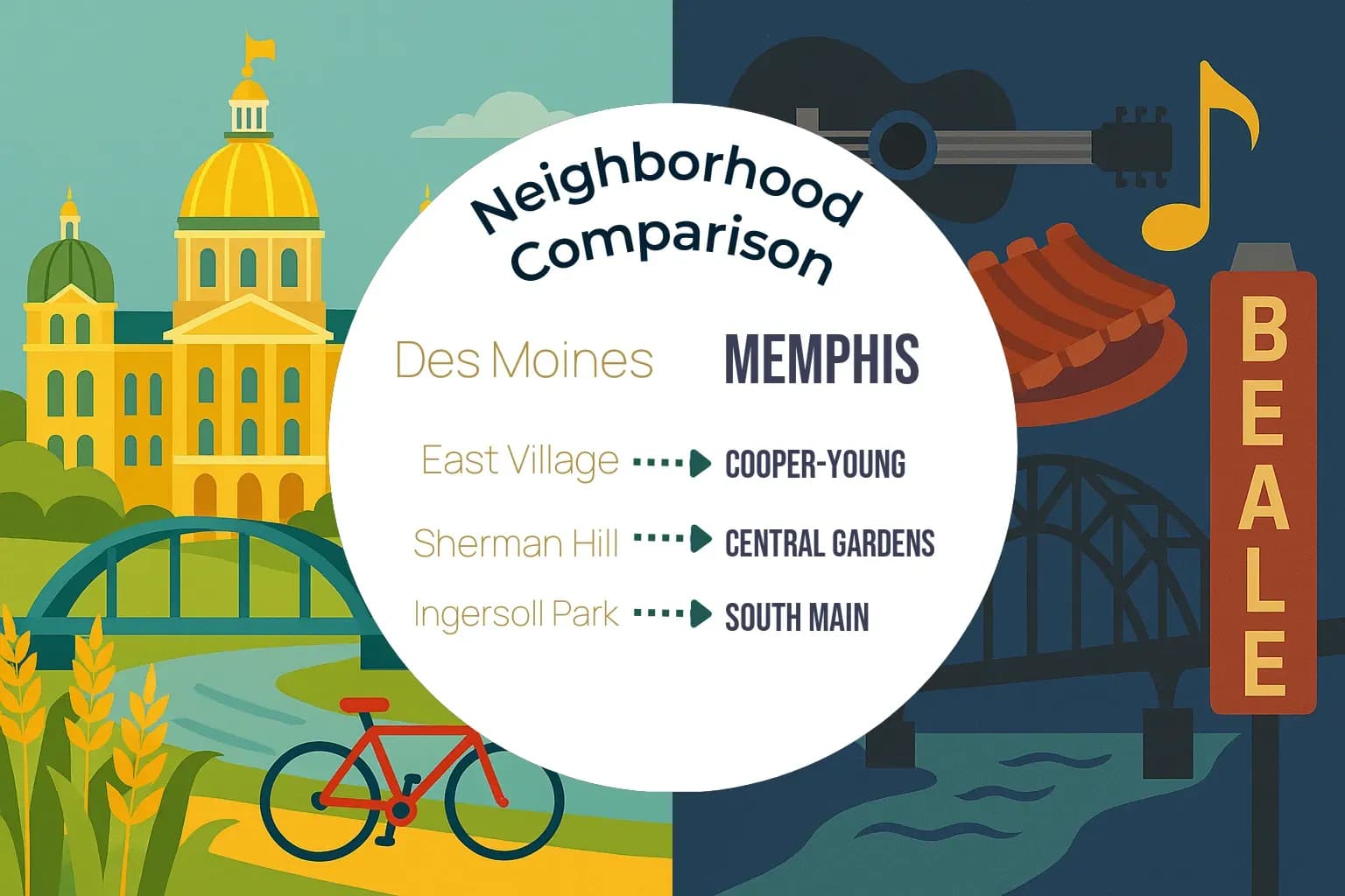 Des Moines vs Memphis Neighborhood Comparison