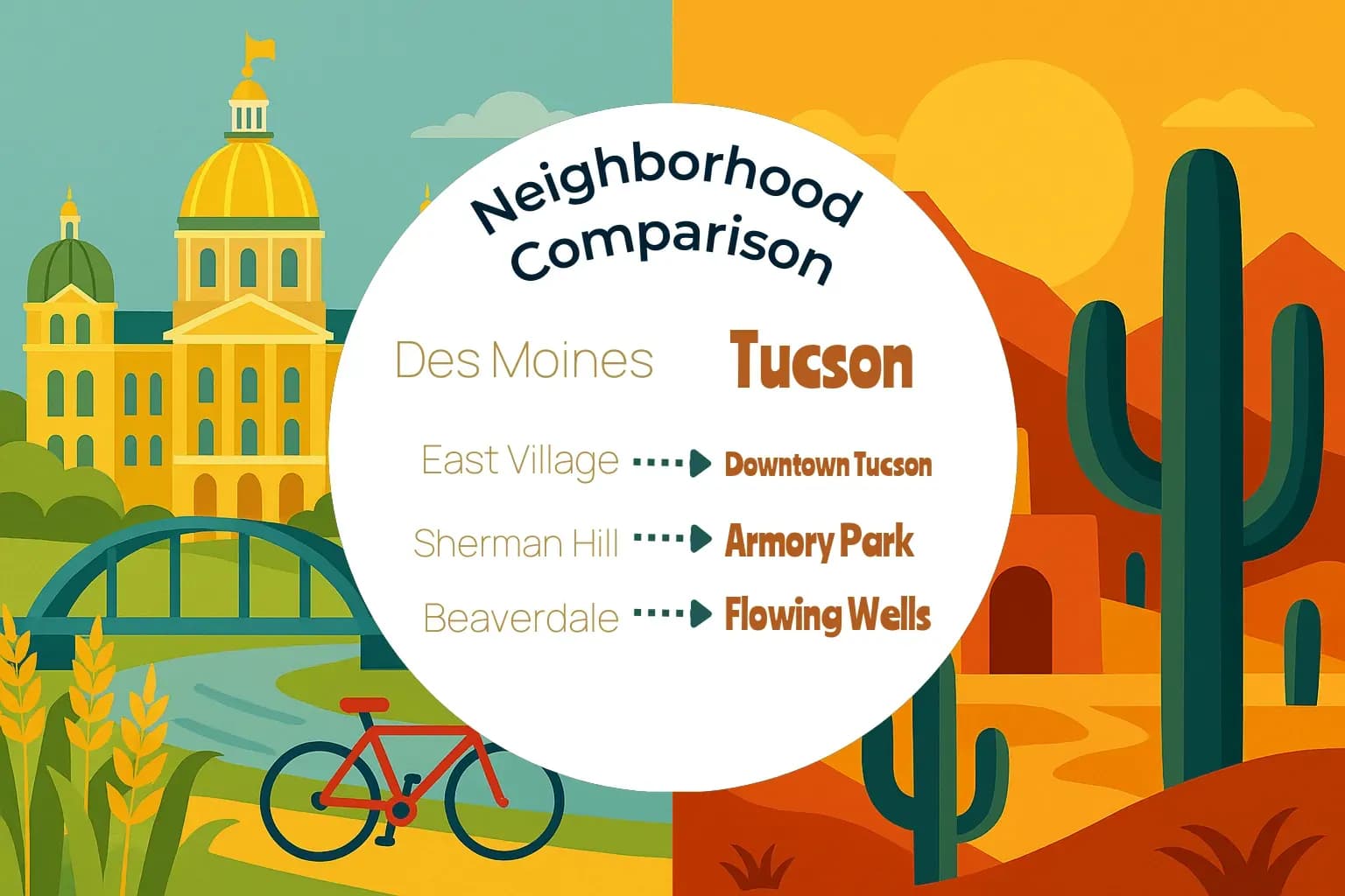 Des Moines vs Tucson Neighborhood Comparison