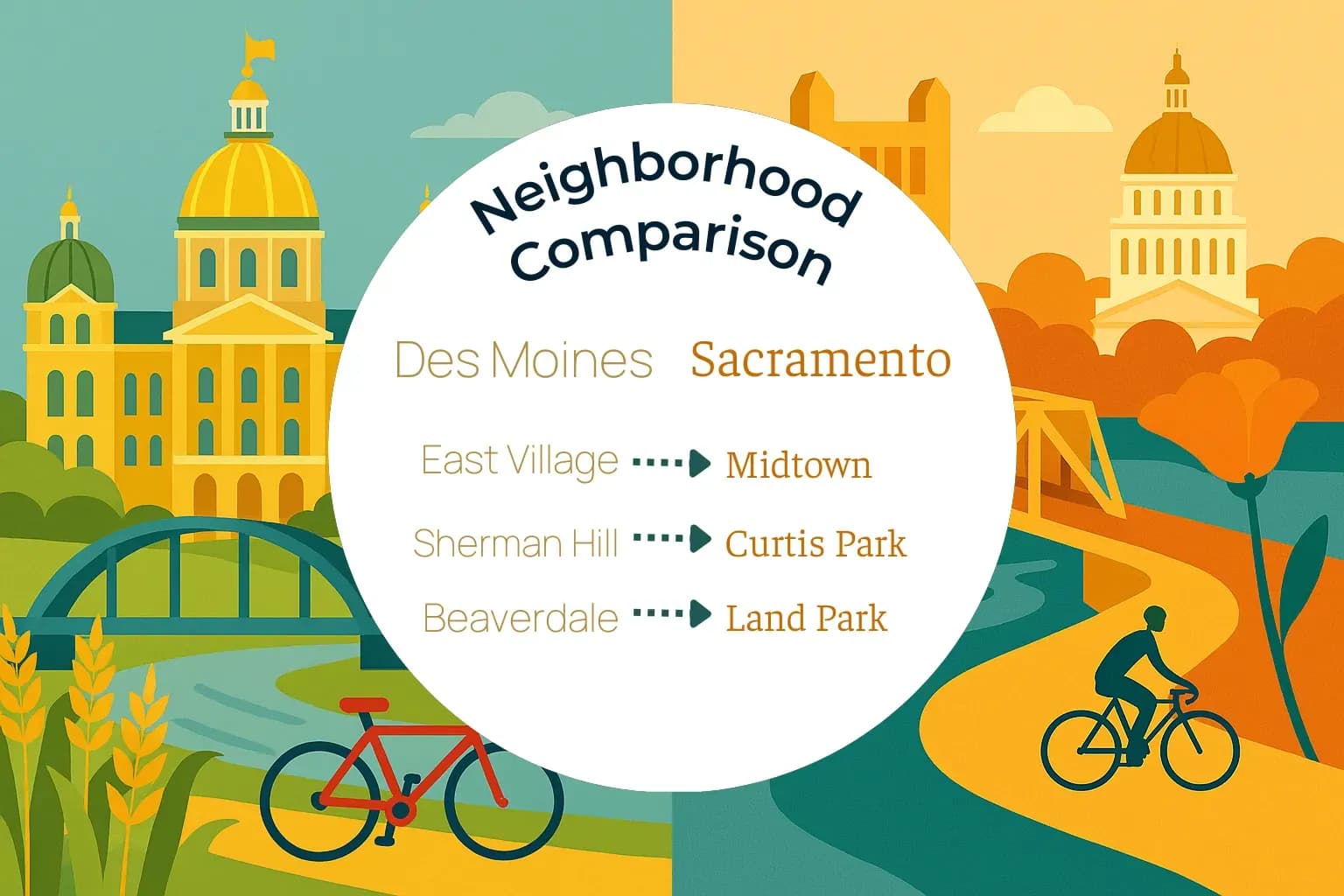 Des Moines vs Sacramento Neighborhood Comparison