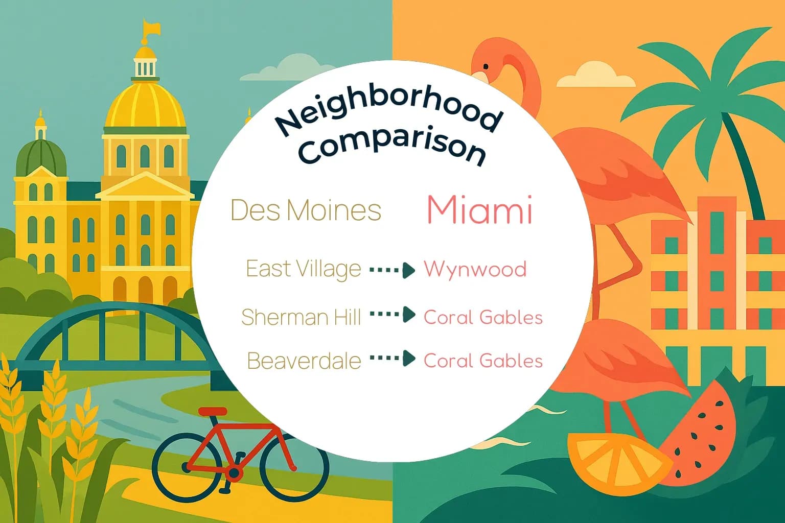 Des Moines vs Miami Neighborhood Comparison