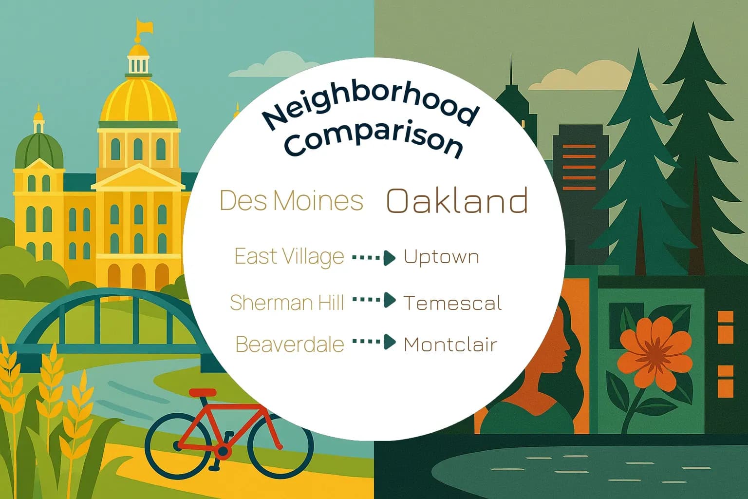 Des Moines vs Oakland Neighborhood Comparison