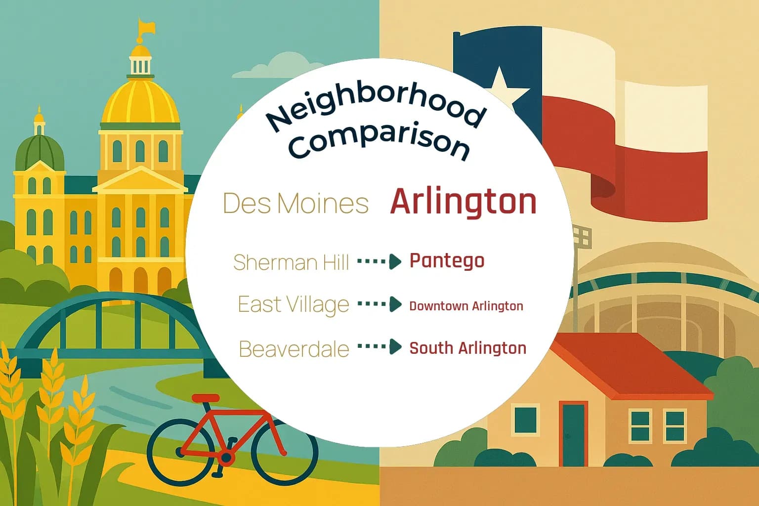 Des Moines vs Arlington Neighborhood Comparison
