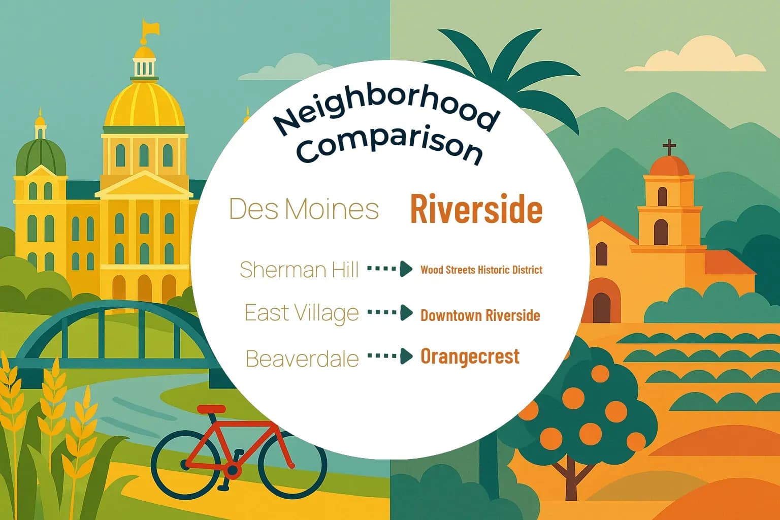Des Moines vs Riverside Neighborhood Comparison