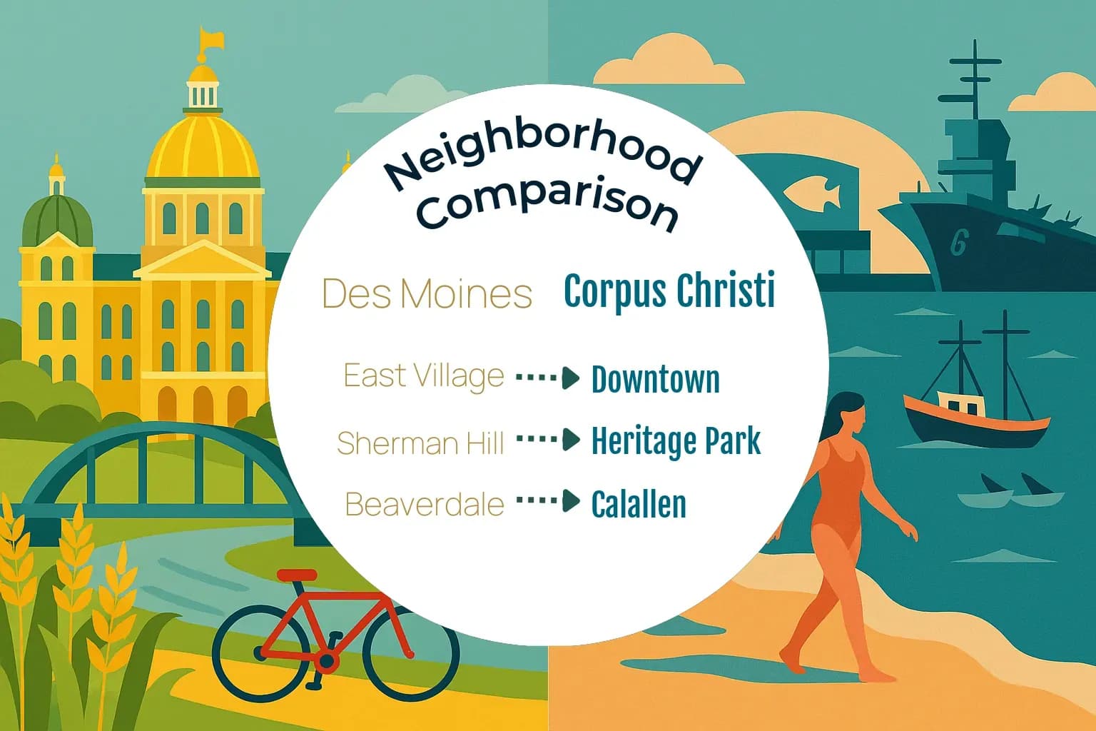 Des Moines vs Corpus Christi Neighborhood Comparison