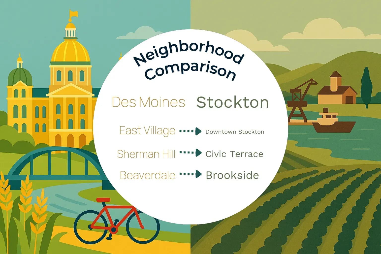 Des Moines vs Stockton Neighborhood Comparison