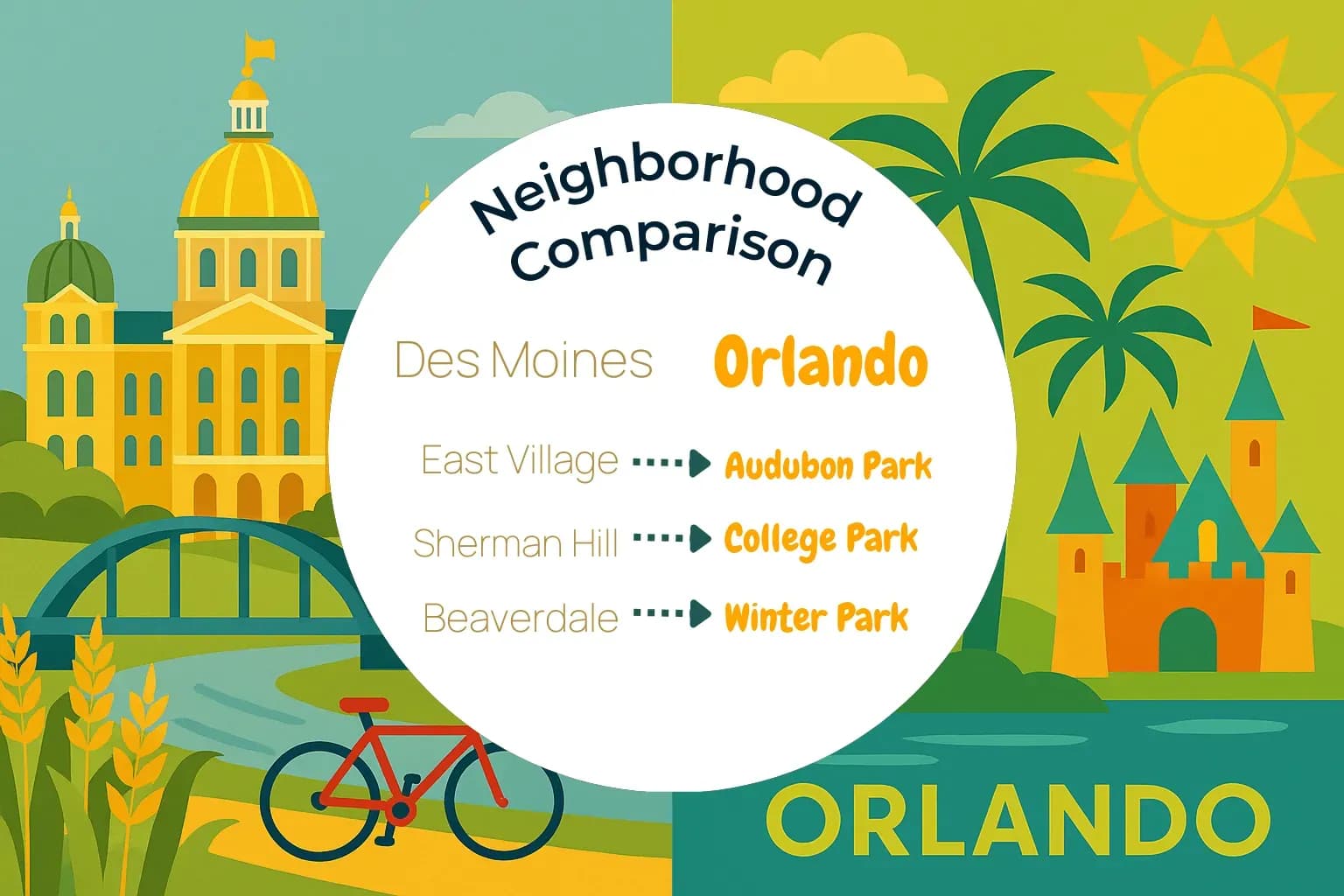 Des Moines vs Orlando Neighborhood Comparison