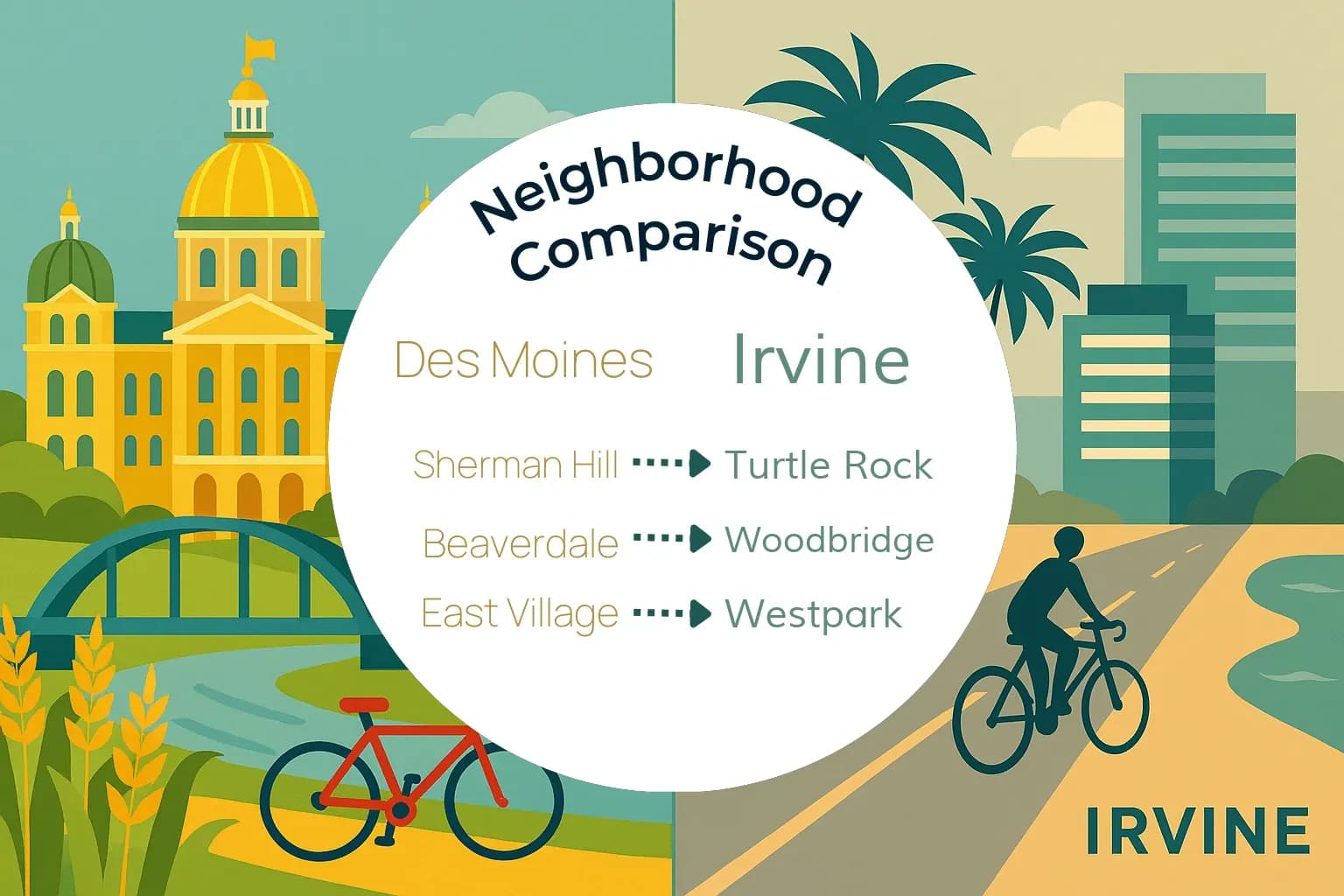 Des Moines vs Irvine Neighborhood Comparison