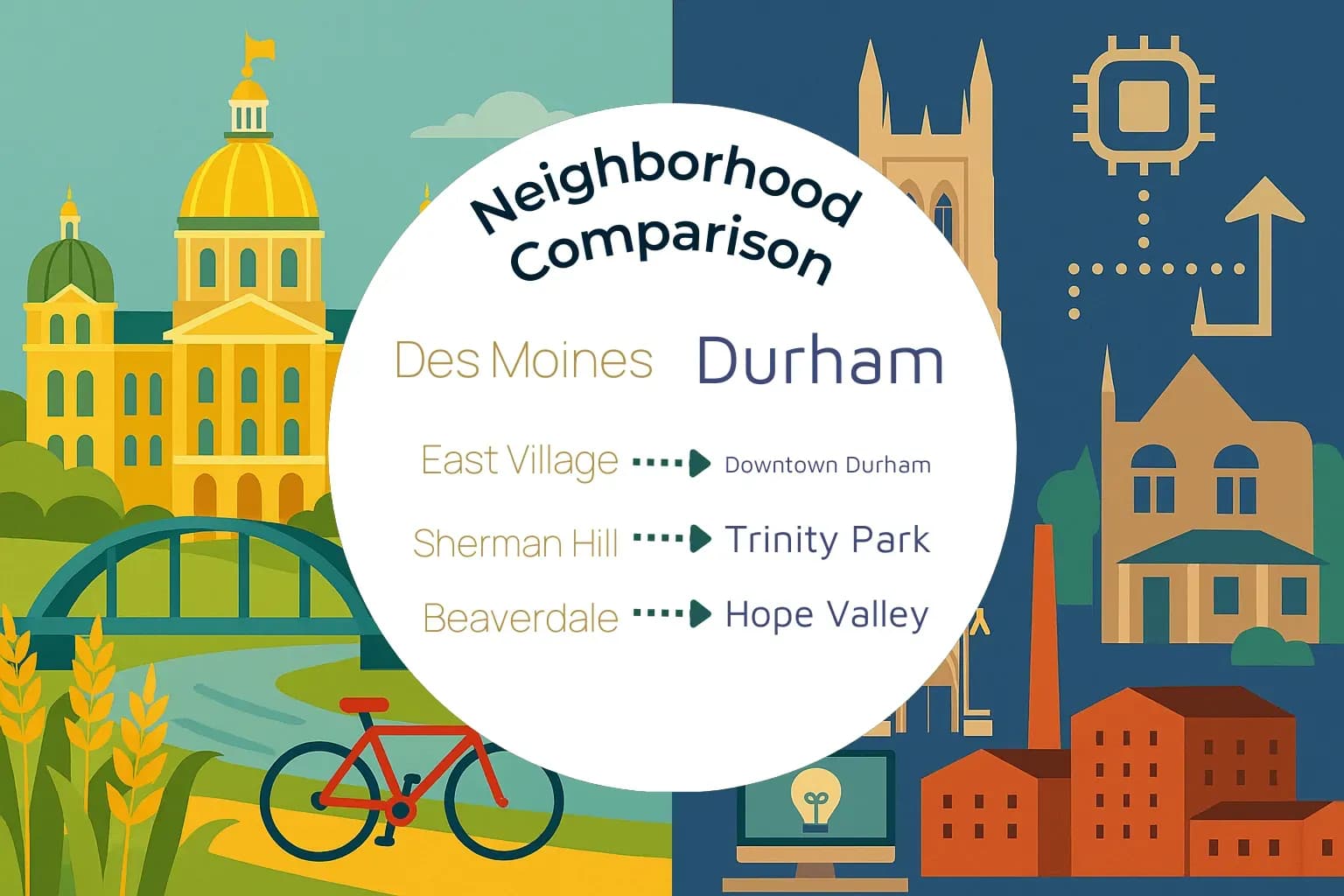 Des Moines vs Durham Neighborhood Comparison