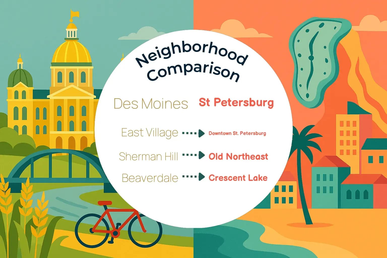 Des Moines vs St. Petersburg Neighborhood Comparison