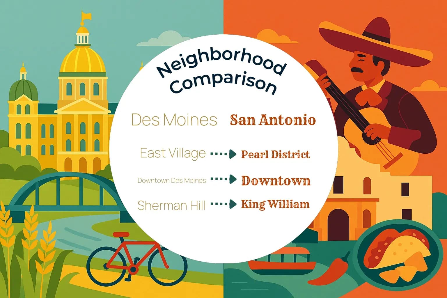 Des Moines vs San Antonio Neighborhood Comparison