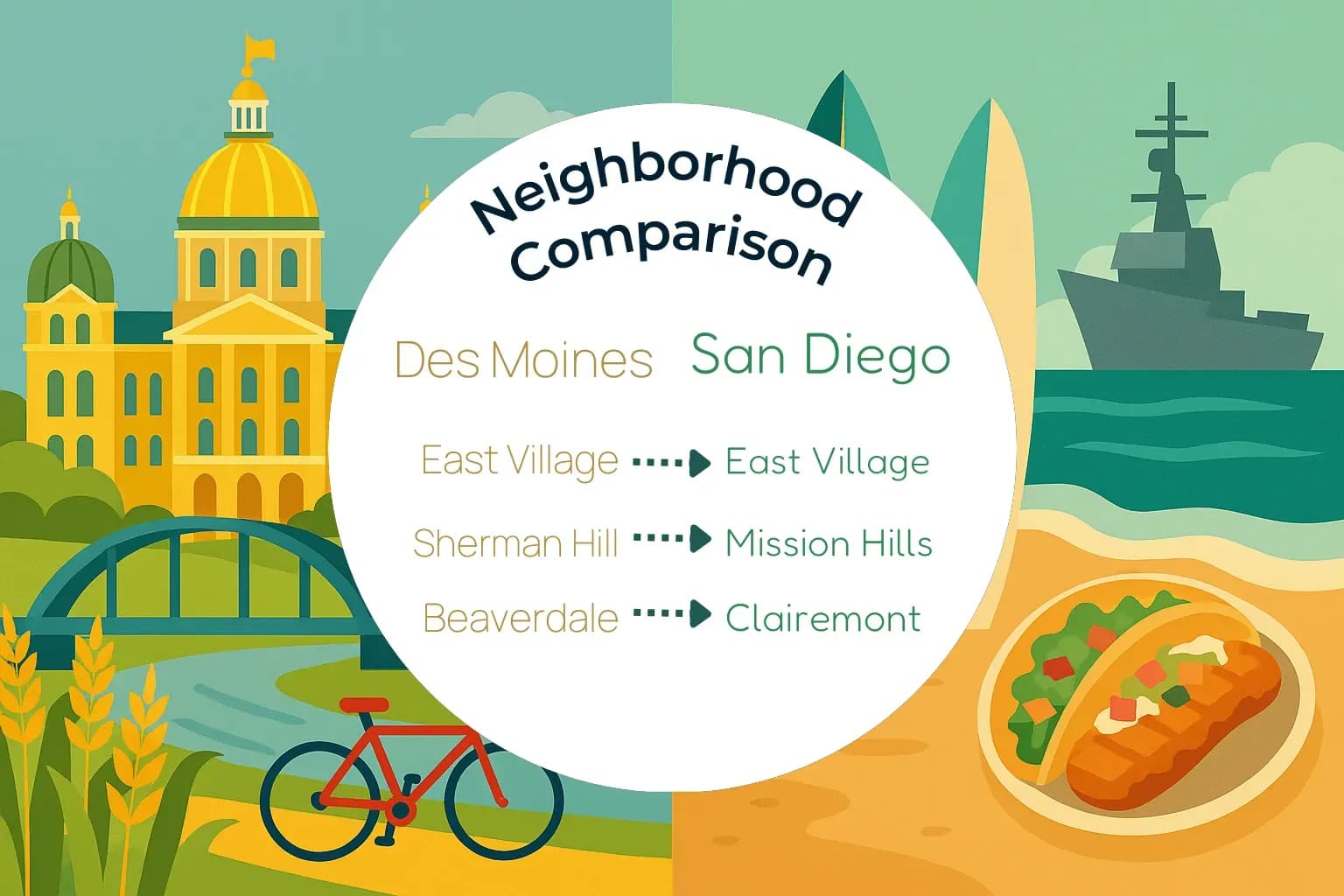 Des Moines vs San Diego Neighborhood Comparison