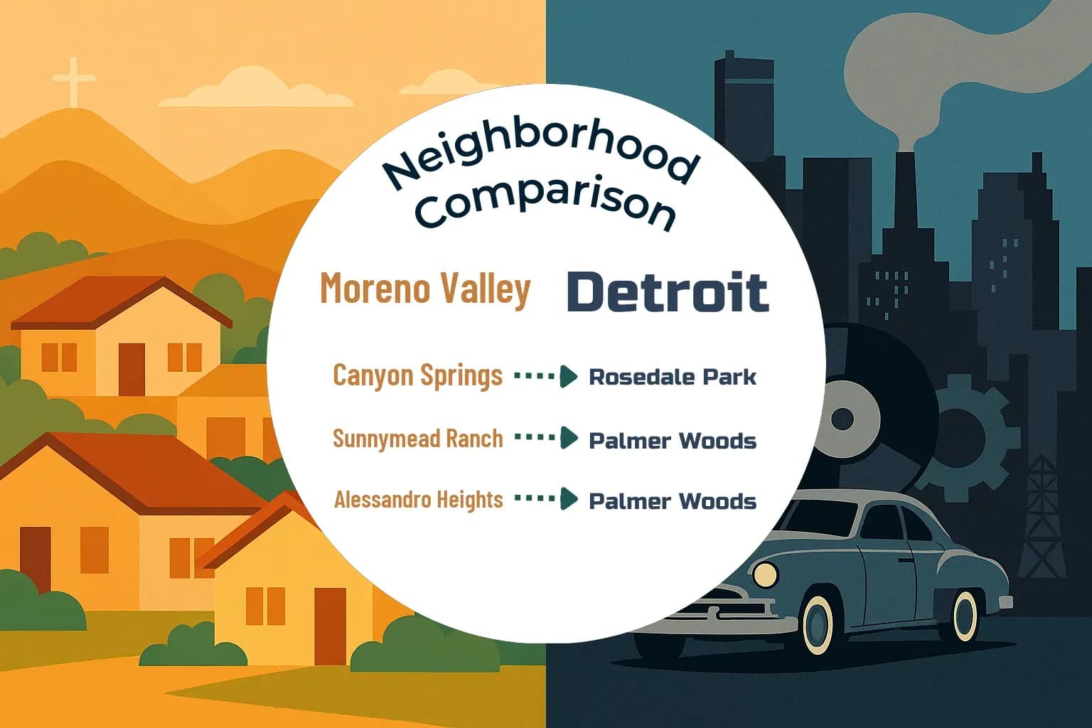 Moreno Valley vs Detroit Neighborhood Comparison